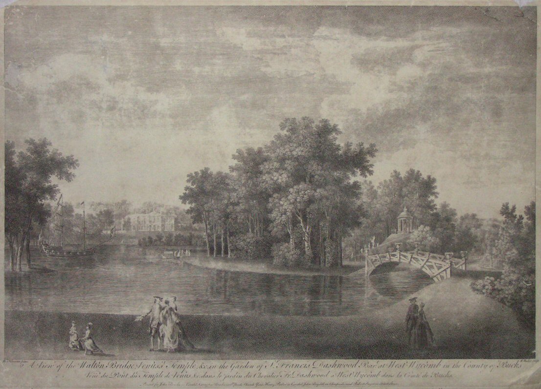 Print - A View of the Walton Bridge, Venus's Temple &c  in the Garden of Sir Francis Dashwood Bart., at West Wycomb in the County of Bucks - Woollett